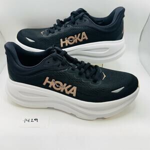 HOKA Bondi 9 Women's Running Shoe Black/Rose Gold Max Cushion | Size 7.5 B | New